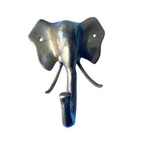 Vintage Brass Elephant Wall Coat Hook: Solid Brass Decor.